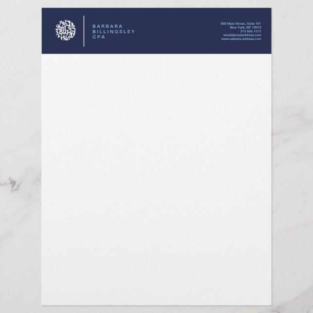 Modern Numbers Logo II Accountant Custom Letterhead (Front)