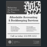 Modern Numbers Logo II Accountant Grey Flyer<br><div class="desc">This professionally designed flyer template perfectly coordinates with the matching business cards and stationery for an elevated aesthetic for your accounting or financial services business. An abstract circle of numbers creates a unique logo and brand identity for your business. Customise the fields with your own promotion or offering. Logo design...</div>