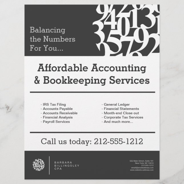 Modern Numbers Logo II Accountant Grey Flyer (Front)