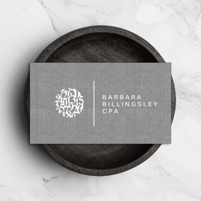 Modern Numbers Logo Linen Accountant Business Card (Creator Uploaded)