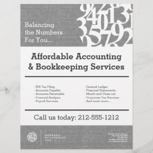 Modern Numbers Logo Linen Accountant Flyer