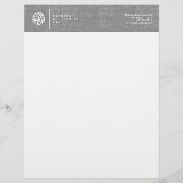 Modern Numbers Logo Linen Accountant Letterhead Design (Front)