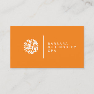 Modern Numbers Logo Orange Accountant Business Card