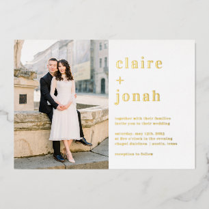 Modern Nuptial Real Foil Photo Wedding Invitation