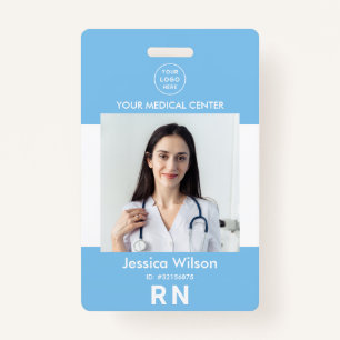 Modern Nurse ID Medical Employee Staff Blue Badge ID Badge