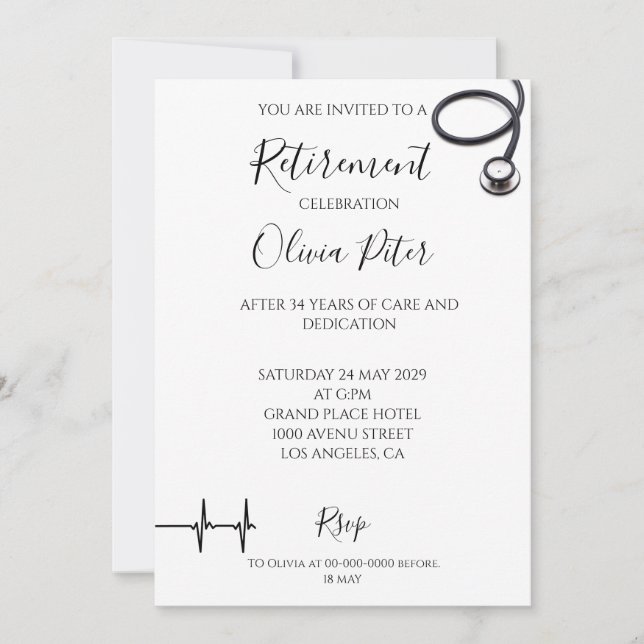 Modern Nurse Retirement Invitation  (Front)