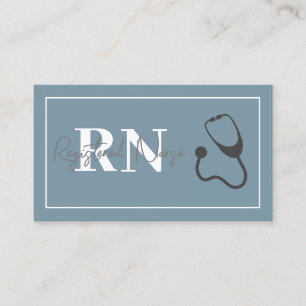 Modern Nurse Stethoscope Blue Script Professional Business Card