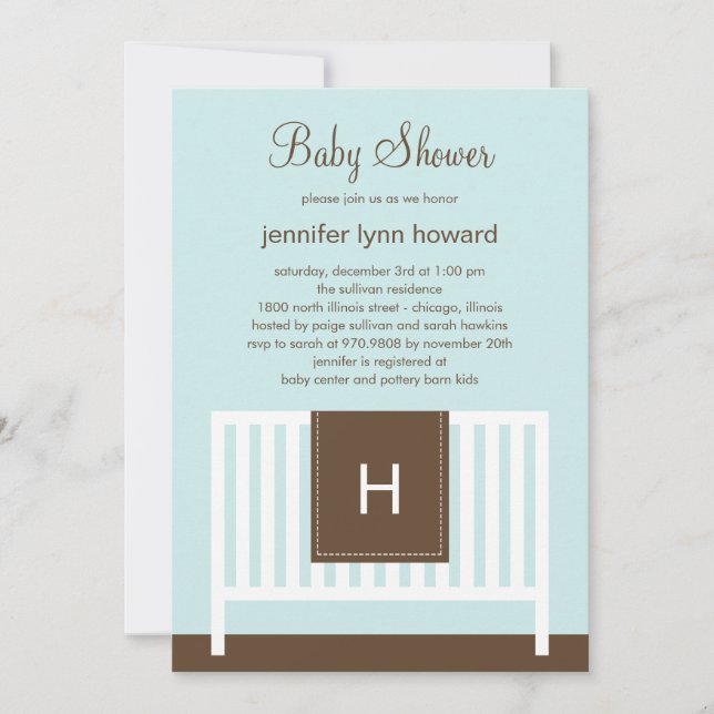 Modern Nursery Baby Shower Invitation (Blue) (Front)