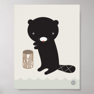 Modern Nursery Beaver Poster - 11" x 8.5"