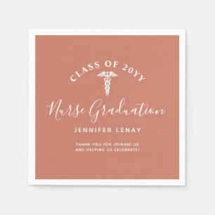 Modern Nursing Grad Terracotta Orange Personalised Napkin