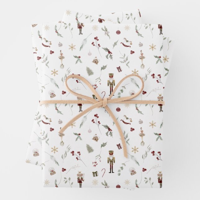 Modern Nutcracker Ballerina Mouse King Christmas  Wrapping Paper Sheet (In situ)