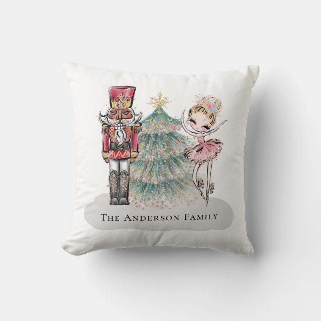 Modern Nutcracker Ballet Ballerina Christmas Tree Cushion (Front)