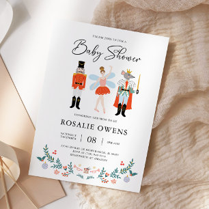 Modern Nutcracker Christmas Baby Shower Minimalist Invitation