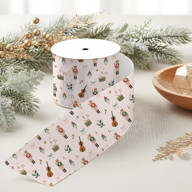Modern Nutcracker Christmas Bow Ribbon Pattern Grosgrain Ribbon (Modern Nutcracker Christmas Bow Ribbon Pattern)