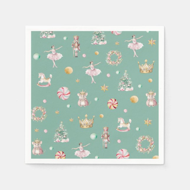Modern Nutcracker Girls Birthday Party Napkin (Front)