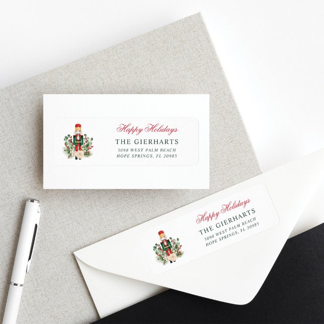 Modern Nutcracker Happy Holidays Return Address (Christmas Nutcracker Family Return Address Label)