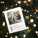 Modern Nutcracker Merry Christmas 2 Family Photo Card<br><div class="desc">Celebrate the holiday season with the Modern Nutcracker Merry Christmas 2 Photo Typography Card! This stunning card features a beautiful watercolor nutcracker set against a backdrop of festive typography in a rich burgundy hue. Personalise your 2 family photos and family name to make your card truly unique. Upon opening the...</div>