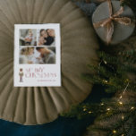 Modern Nutcracker Merry Christmas 3 Photo Holiday Postcard<br><div class="desc">You're sure to spread the holiday cheer with the Modern Nutcracker Merry Christmas 3 Photo Typography Holiday Postcard! This postcard is perfect for sending to loved ones to wish them a joyous holiday season. The festive typography in burgundy stands out on the card and is accented by a watercolor nutcracker,...</div>