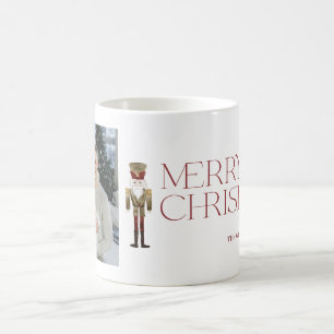 Modern Nutcracker Merry Christmas Photo Typography Coffee Mug