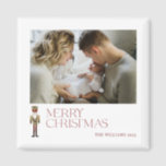 Modern Nutcracker Merry Christmas Photo Typography Magnet<br><div class="desc">Get into the holiday spirit with this Modern Nutcracker Merry Christmas Photo Typography Magnet. This beautiful magnet makes perfect addition to your décor and is sure to bring a smile to all who see it! The festive burgundy typography stands out from the watercolor nutcracker image, giving it a truly unique...</div>