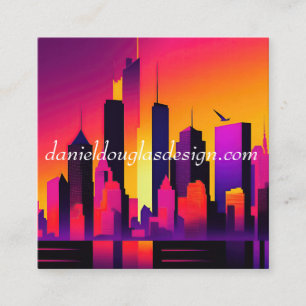 Modern NYC Skyline Graphic Square Business Card