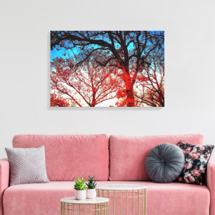Modern Oak Trees Photo Canvas Print