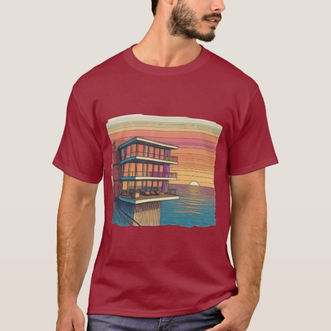 Modern Oasis: Luxury Sunset T-Shirt (Front)