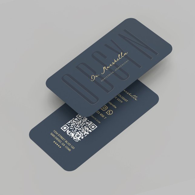 Modern OBGYN Obstetrics Gynaecologist Dark Blue Business Card (Modern OBGYN Obstetrics Gynecologist Dark Blue Business Card
)