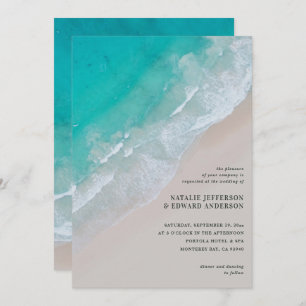 Modern ocean beach script sand elegant tropical