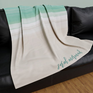 Modern Ocean Beach Turquoise Sand Fleece Blanket