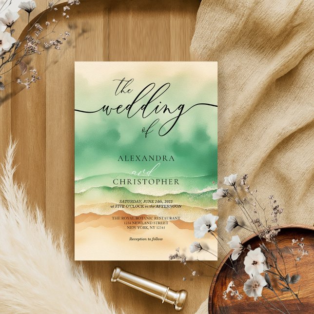 Modern Ocean Beach Watercolor Sunny Invitation (Creator Uploaded)