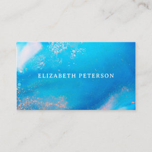 Modern ocean beachy blue business card