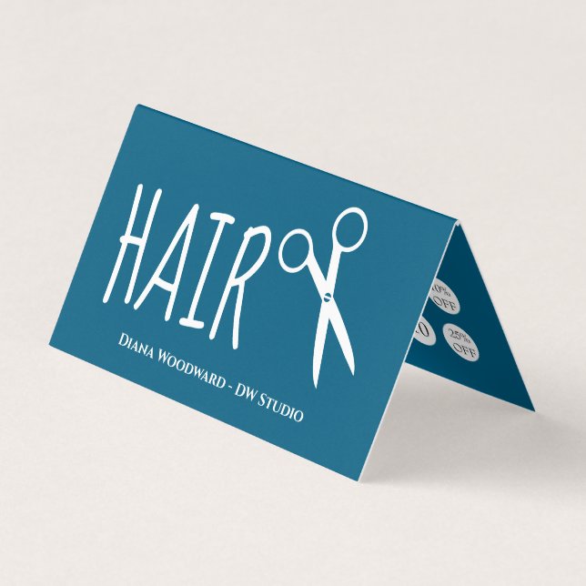 Modern Ocean Blue Hairdressers Loyalty Business Card (Front)