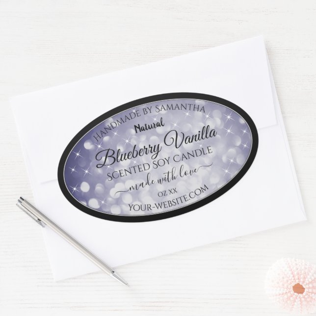 Modern Ocean Blue Sparkling Glitter Product Labels (Envelope)