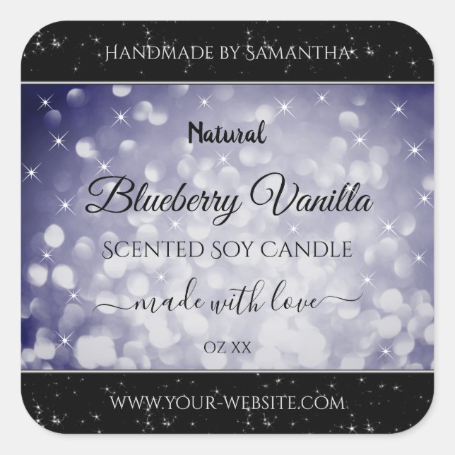 Modern Ocean Blue Sparkling Glitter Product Labels (Front)