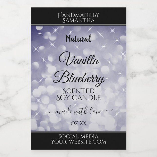 Modern Ocean Blue Sparkling Glitter Product Labels (Single Label)