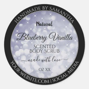 Modern Ocean Blue Sparkling Glitter Product Labels