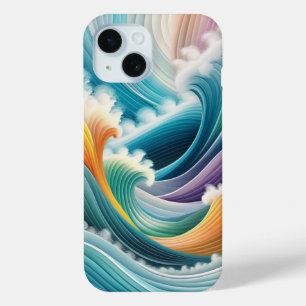 Modern Ocean Colourful Wave Abstract Art iPhone 15 Case