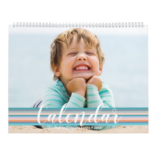 Modern Ocean Custom Family Photo Calendar (Cover)