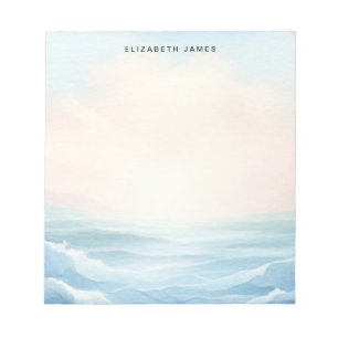 Modern Ocean Pastel Watercolor Layered Ombre Notepad