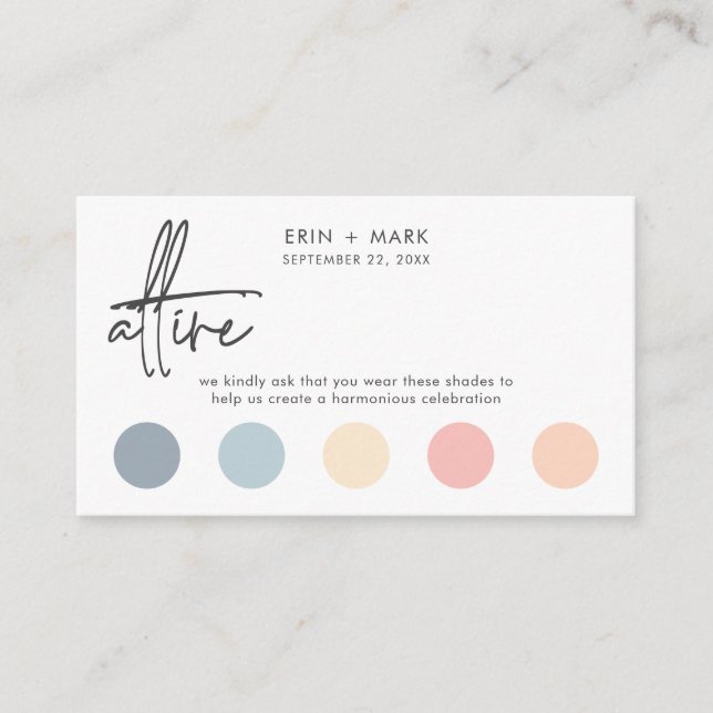 Modern Ocean Sunset Beach Wedding Colour Dress Cod Enclosure Card (Front)