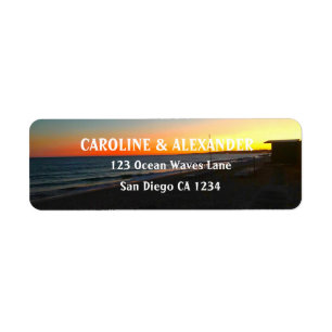 Modern Ocean Sunset Tropical Beach Return Address