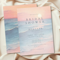 Modern Ocean Sunset Watercolor Beach Bridal Shower