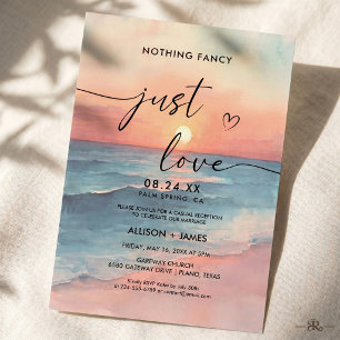 Modern Ocean Sunset Watercolor Beach  Invitation