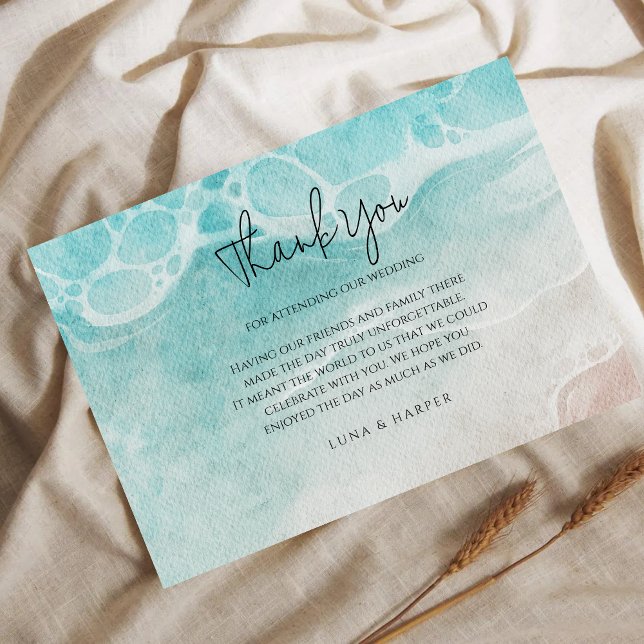 Modern Ocean Tide Watercolor Thank You Card (Creator Uploaded)