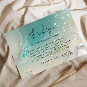 Modern Ocean Tide Watercolor Thank You Card