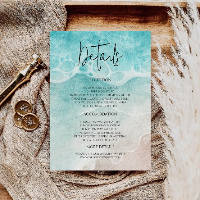 Modern Ocean Tide Watercolor Wedding Enclosure Card (Creator Uploaded)