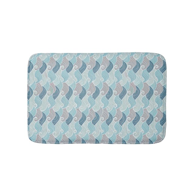 Modern Ocean Wave Pattern Bath Mat (Front)