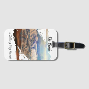 Modern Ocean Waves Blue Personalise Luggage Tag