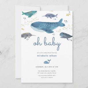 Modern Ocean Whale Baby Shower Invitation